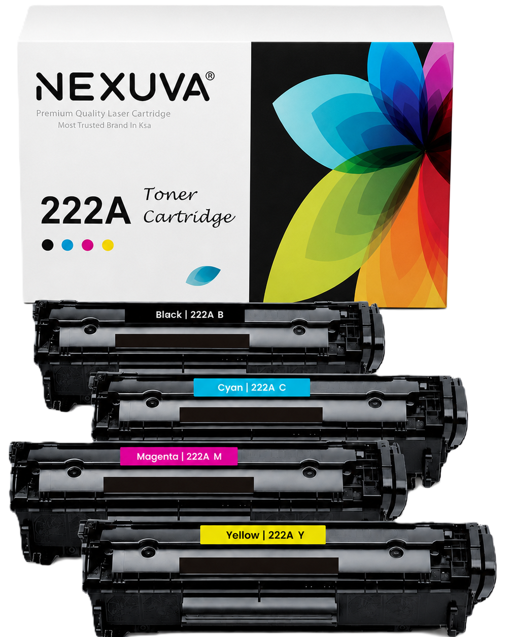 NEXUVA Compatible HP 222A Toner Cartridge 4-Pack Set - Black, Cyan, Magenta, Yellow