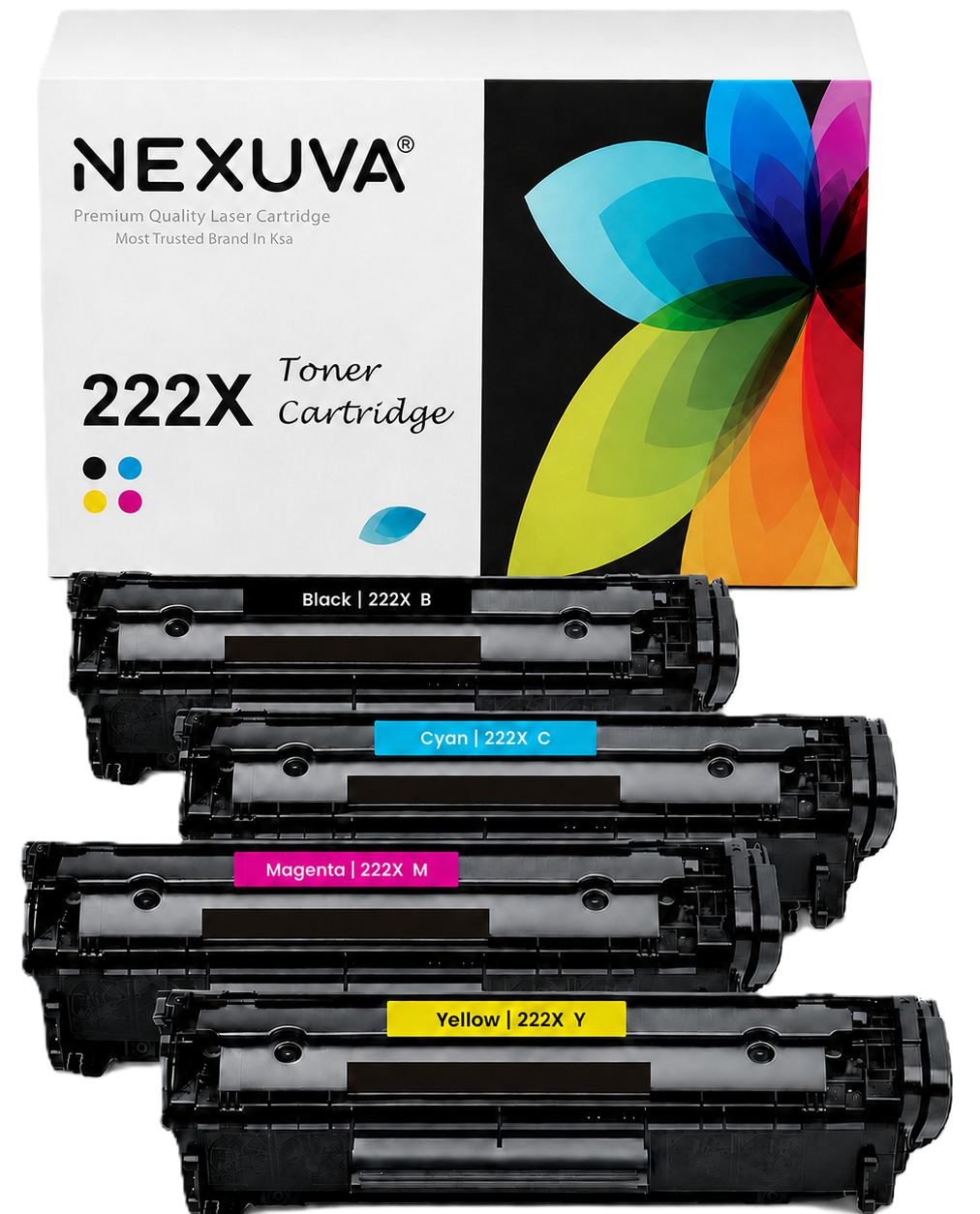 NEXUVA Compatible HP 222X Toner Cartridge 4-Pack Set - Black, Cyan, Magenta, Yellow