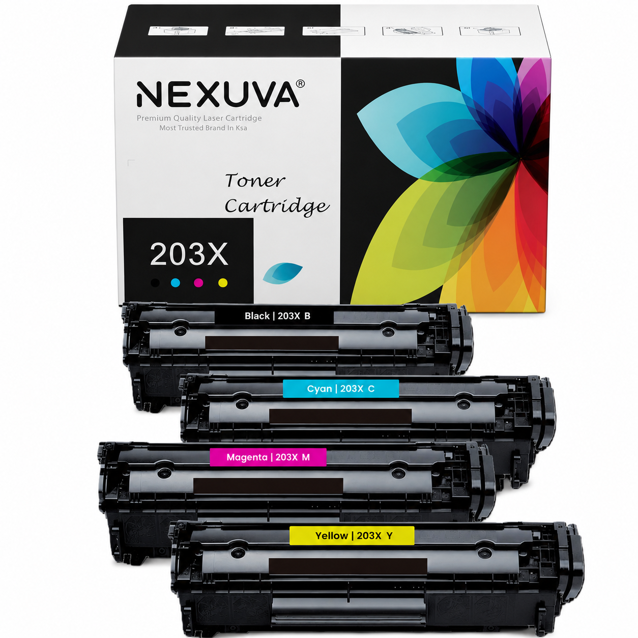 NEXUVA 203X Compatible Toner Cartridge 4-Pack Set - Black, Cyan, Magenta, Yellow