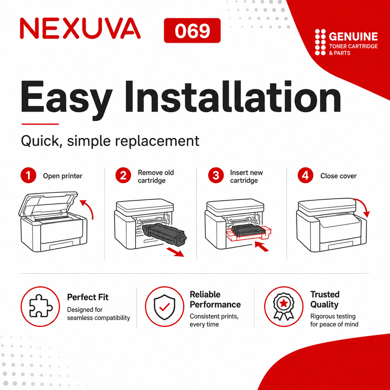 NEXUVA متوافق مع خرطوشة حبر كانون CRG-069 مجموعة من 4 عبوات، أسود سماوي أرجواني أصفر