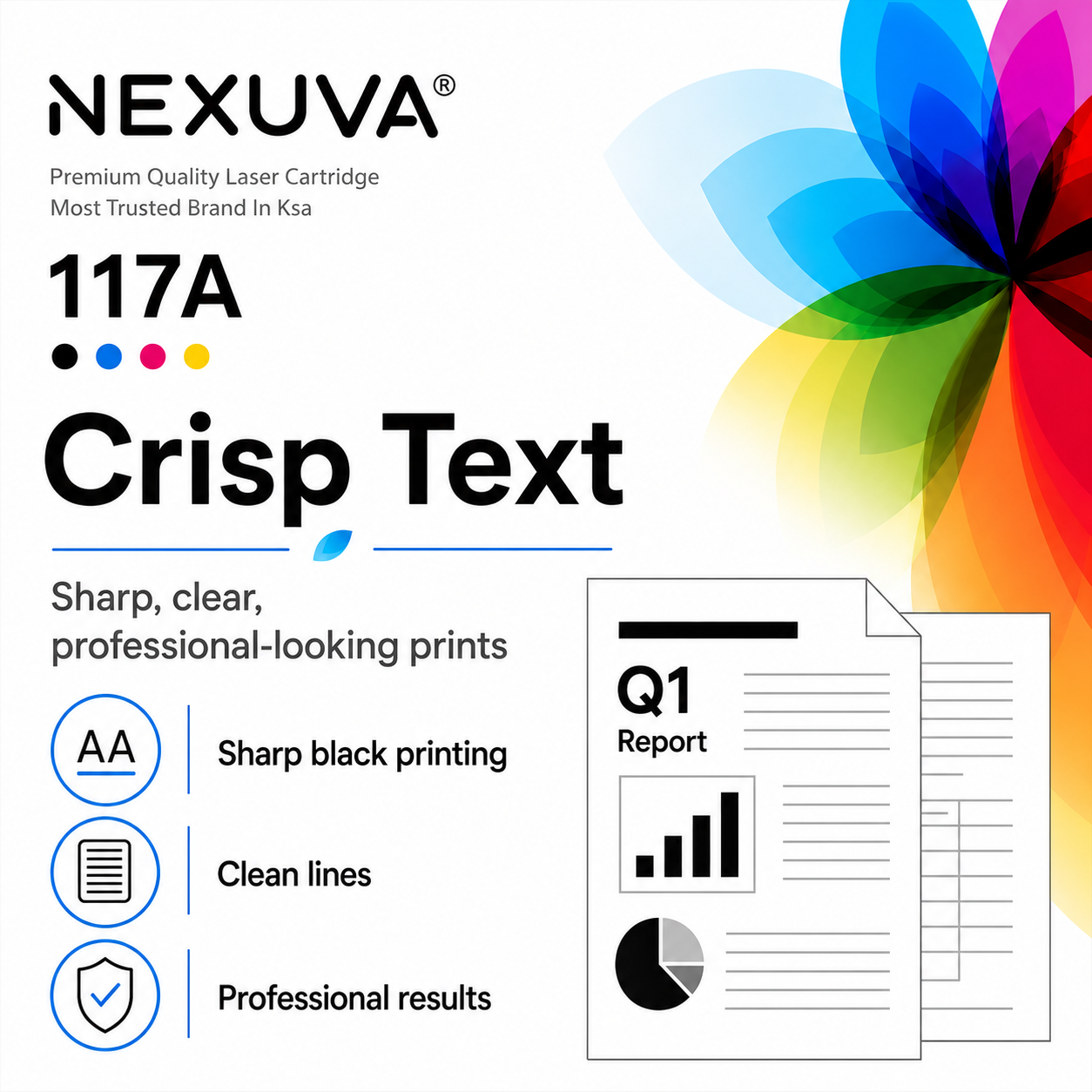 NEXUVA Compatible HP 117A Toner Cartridge Set, Black Cyan Magenta Yellow