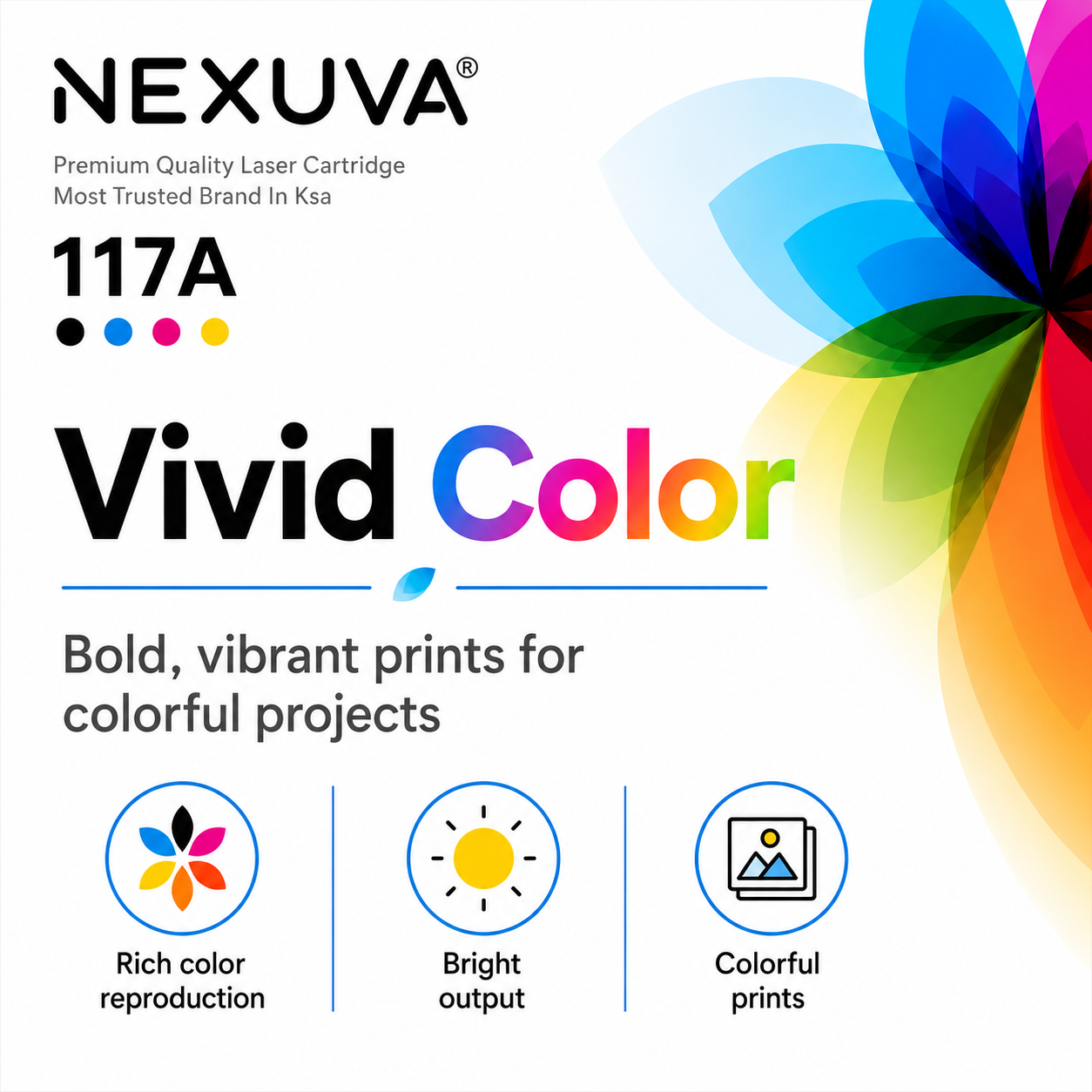 NEXUVA Compatible HP 117A Toner Cartridge Set, Black Cyan Magenta Yellow