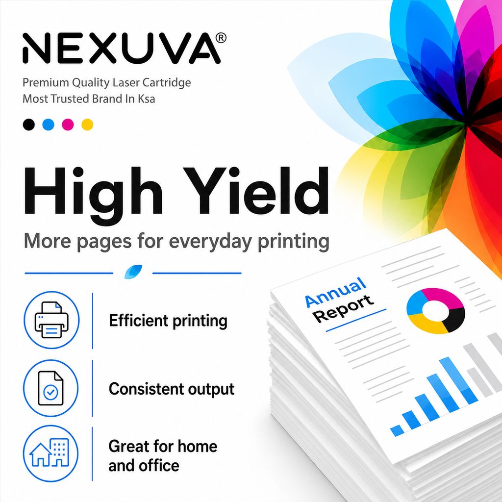 طقم خراطيش حبر عالية الإنتاجية NEXUVA متوافق مع HP 117X، أسود سماوي أرجواني أصفر