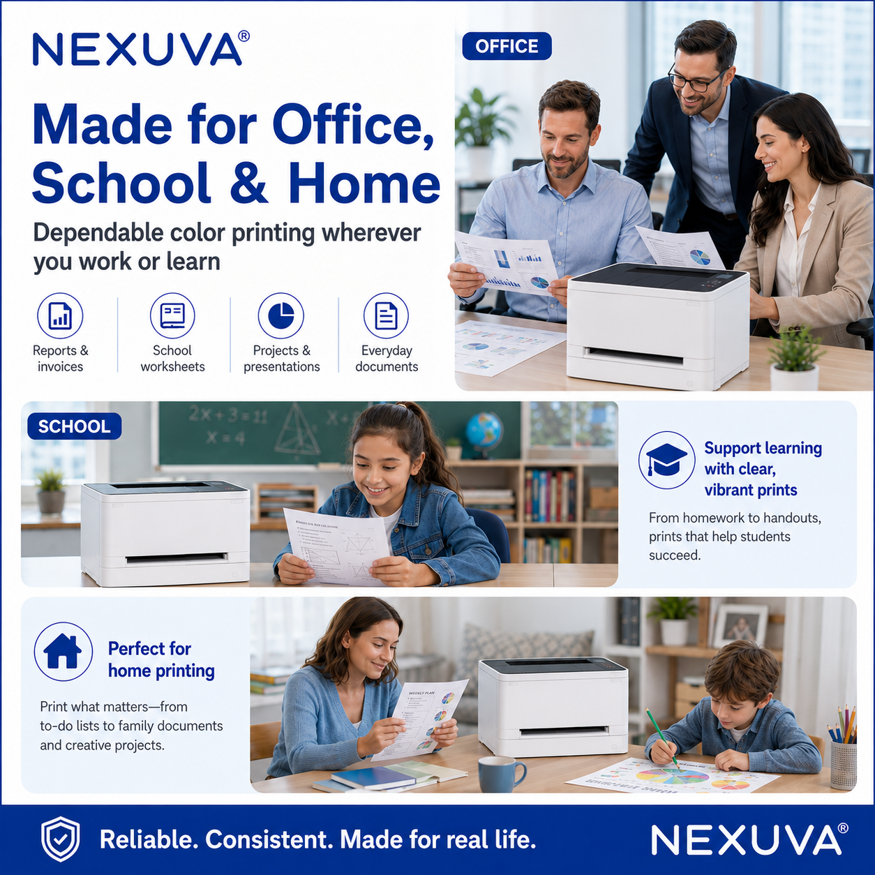 طقم خراطيش حبر NEXUVA المتوافقة مع HP 305A، 4 عبوات، أسود سماوي أرجواني أصفر