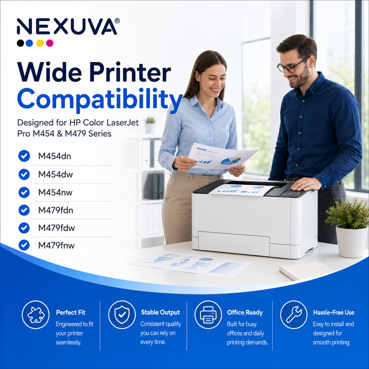 NEXUVA Compatible HP 415X High-Yield Toner Cartridge 4-Pack Set – W2030X W2031X W2032X W2033X