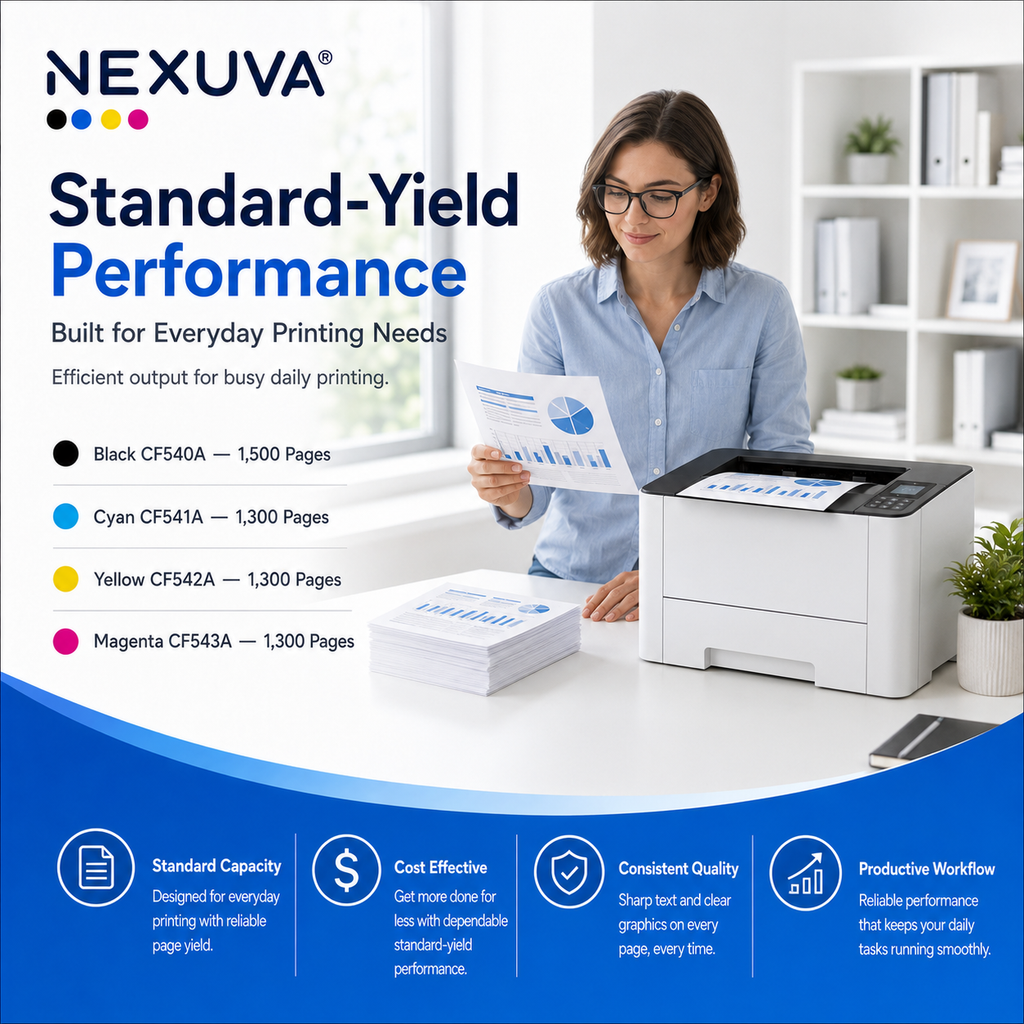 NEXUVA Compatible HP 203A Toner Cartridge 4-Pack Set – CF540A CF541A CF542A CF543A