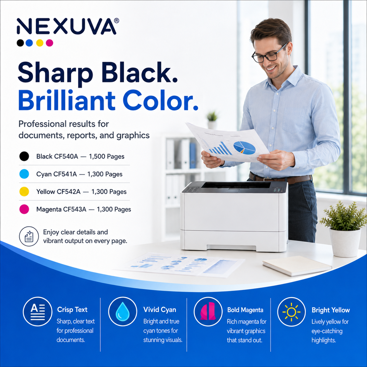 NEXUVA Compatible HP 203A Toner Cartridge 4-Pack Set – CF540A CF541A CF542A CF543A