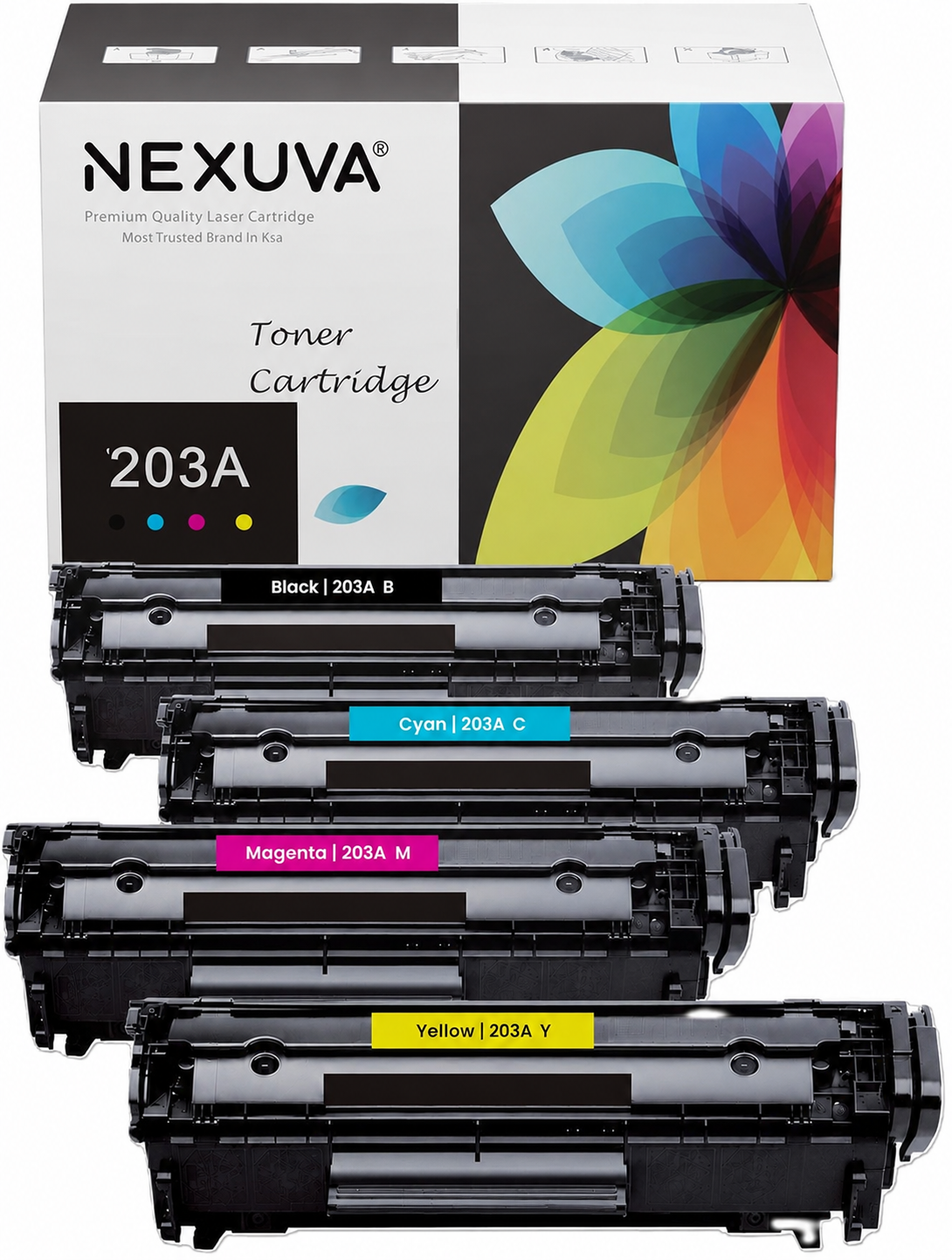 NEXUVA Compatible HP 203A Toner Cartridge 4-Pack Set – CF540A CF541A CF542A CF543A