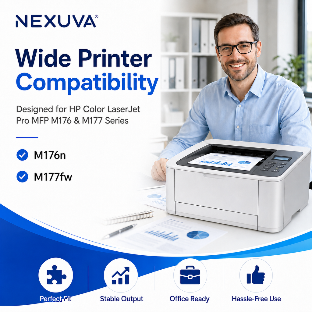 NEXUVA 130X High-Yield Compatible Toner Cartridge 4-Pack Set for HP 130A – CF350A CF351A CF352A CF353A