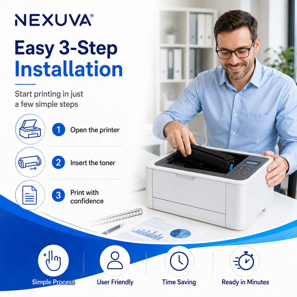 NEXUVA 130X High-Yield Compatible Toner Cartridge 4-Pack Set for HP 130A – CF350A CF351A CF352A CF353A
