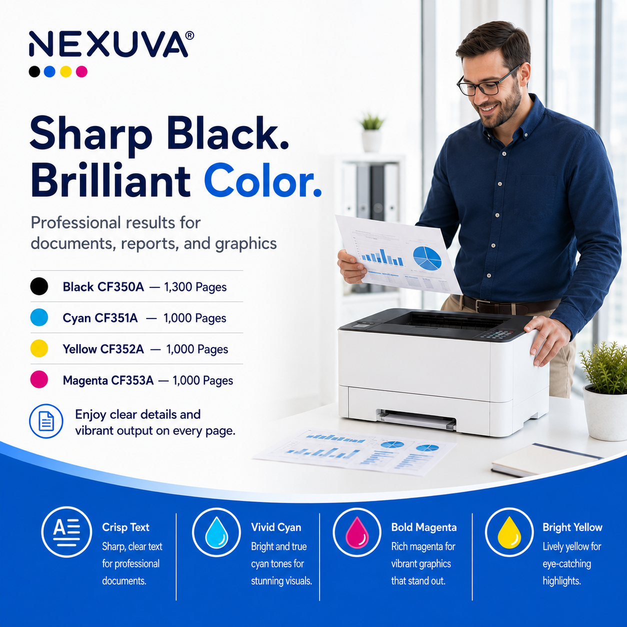NEXUVA Compatible HP 130A Toner Cartridge 4-Pack Set – CF350A CF351A CF352A CF353A