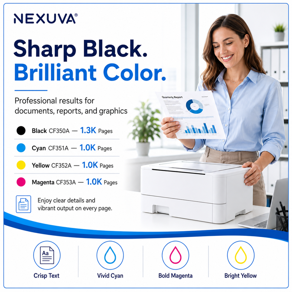 NEXUVA Compatible HP 126A Toner Cartridge 4-Pack Set – CF350A CF351A CF352A CF353A
