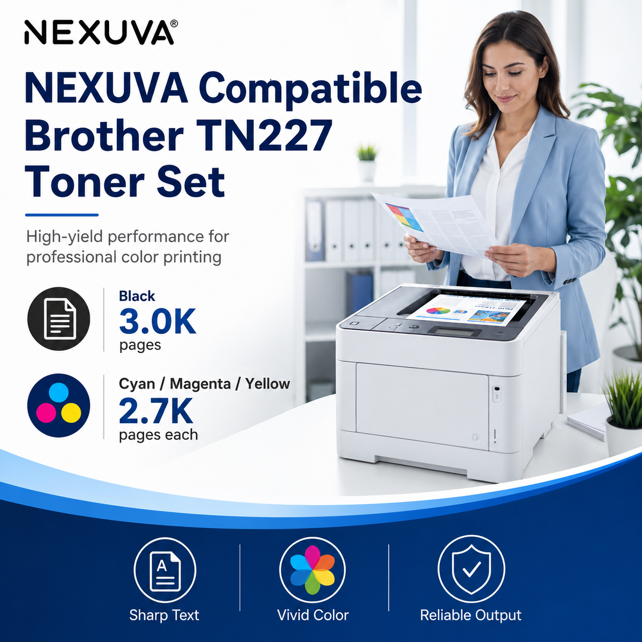 NEXUVA Compatible Brother TN227 Toner Cartridge 4-Pack Set