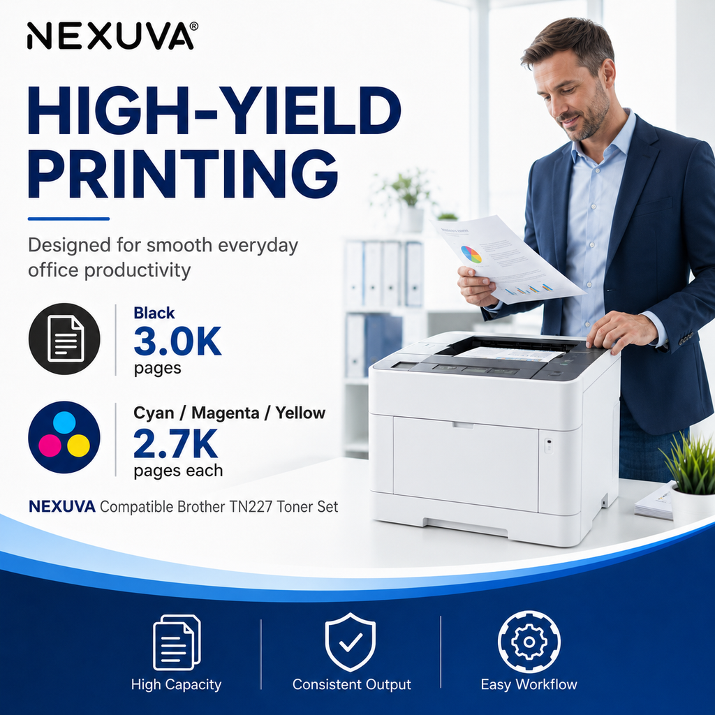 NEXUVA Compatible Brother TN227 Toner Cartridge 4-Pack Set