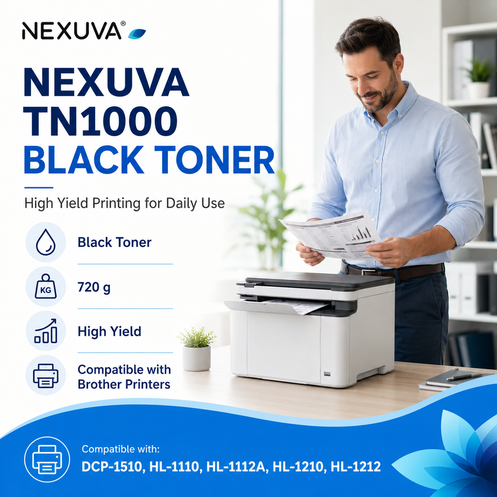 NEXUVA Compatible Brother TN1000 Black Toner Cartridge – High Yield