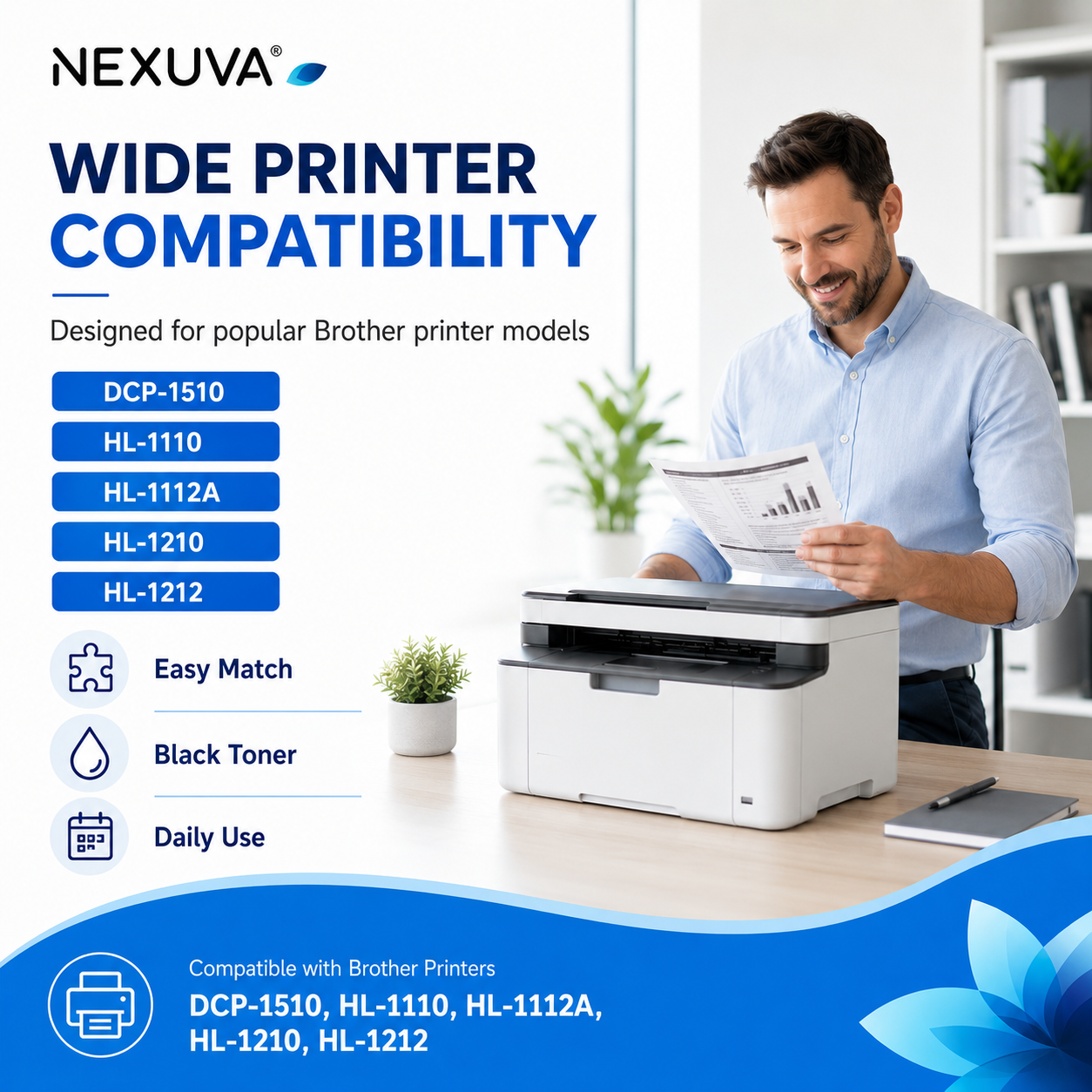 NEXUVA Compatible Brother TN1000 Black Toner Cartridge – High Yield
