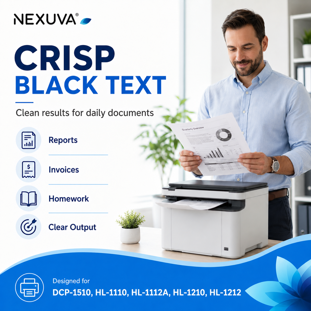 NEXUVA Compatible Brother TN1000 Black Toner Cartridge – High Yield