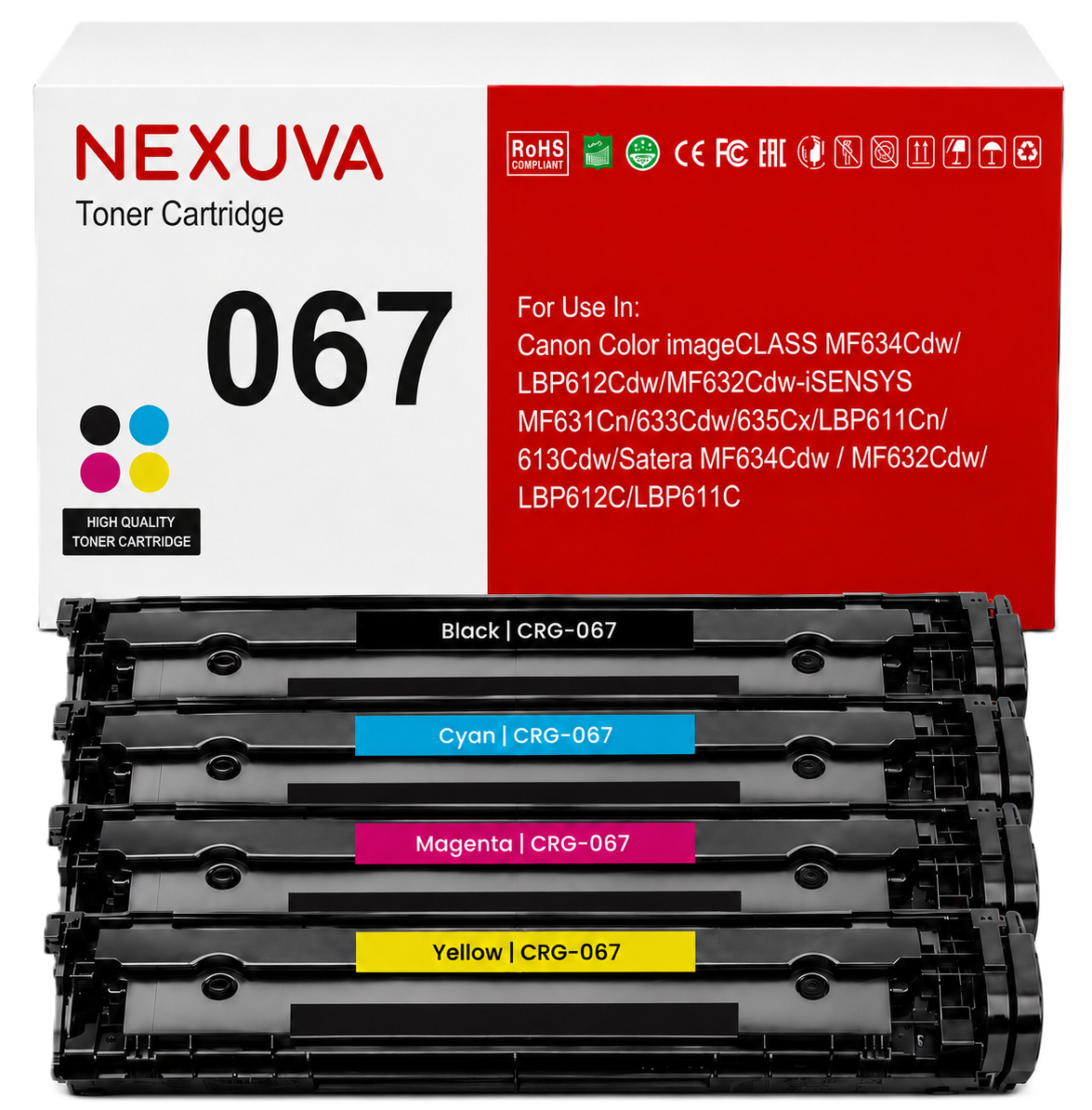 طقم خراطيش تونر NEXUVA CRG-067 متوافق مع Canon Color imageCLASS عدد 4 قطع