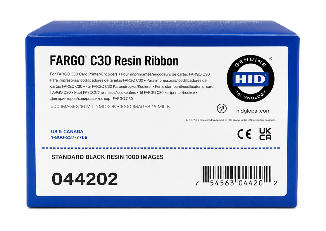 شريط ريزن أسود قياسي HID Fargo 044202 لطابعة البطاقات، عدد 1000 طباعة