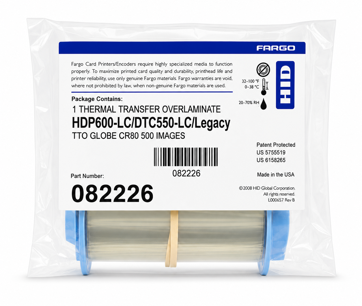 طبقة حماية HID Fargo 082226 Thermal Transfer Overlaminate، عدد 500 صورة