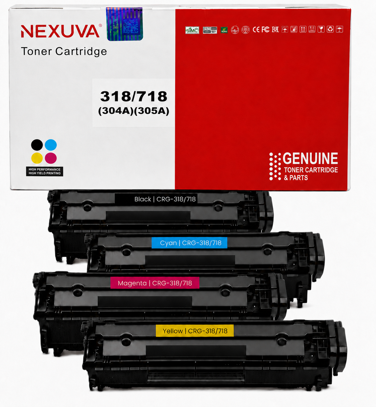 NEXUVA Compatible Canon CRG-718/318/118 Toner Cartridge 4-Pack Set