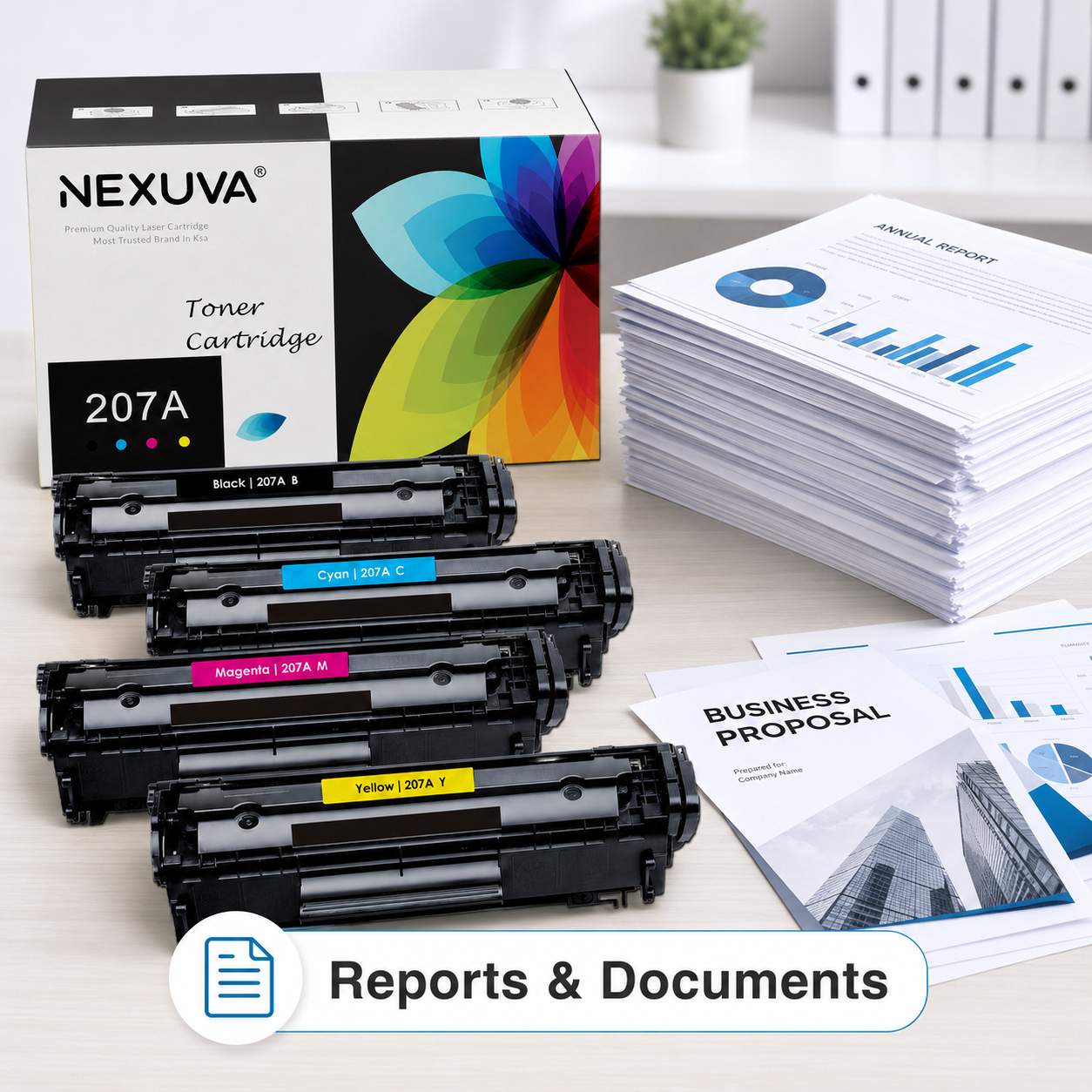 NEXUVA 207A Compatible Toner Cartridge 4-Pack Set - Black, Cyan, Magenta, Yellow