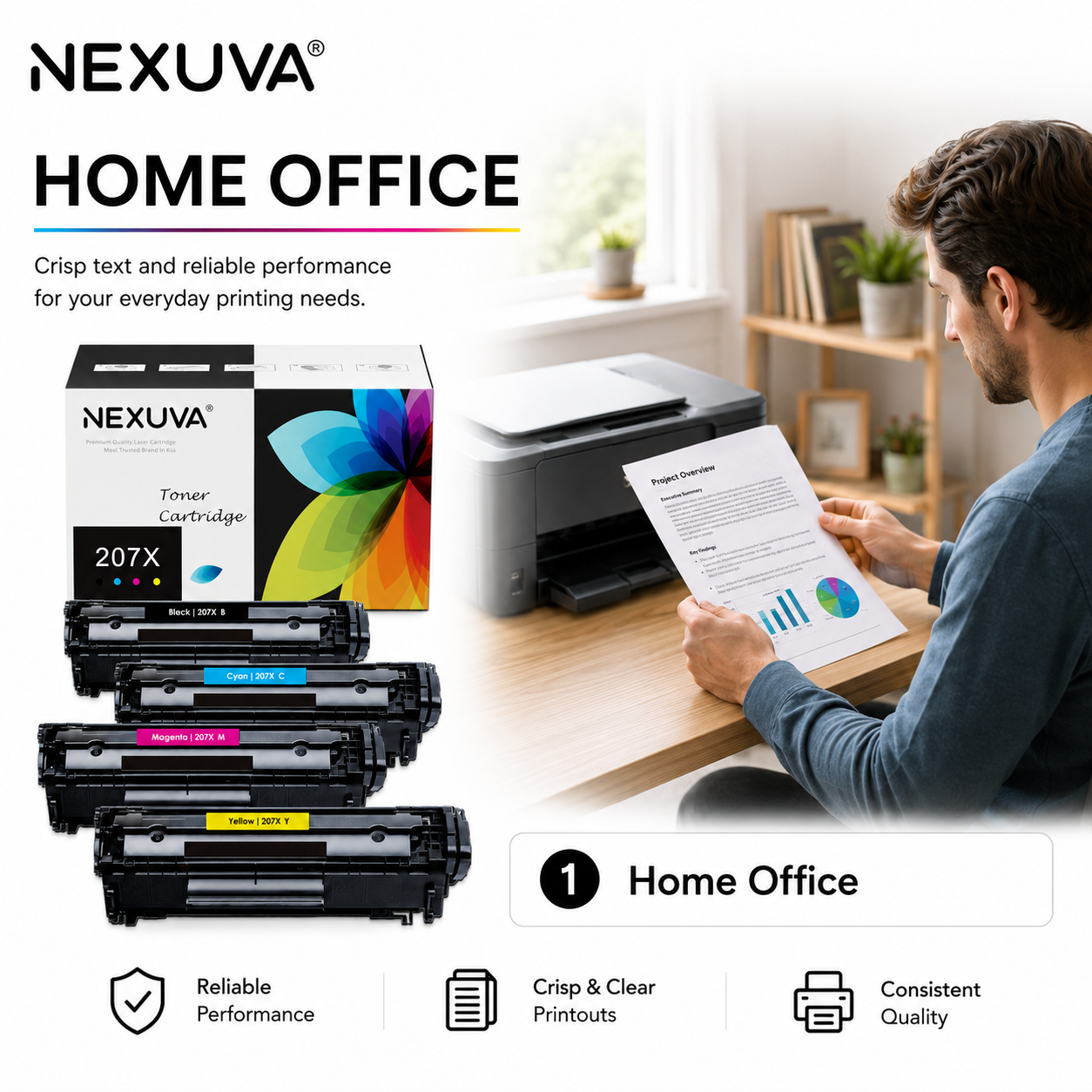 NEXUVA 207X High Yield Toner Cartridge 4-Pack Set Compatible with HP LaserJet Pro M255 / MFP M282 / M283