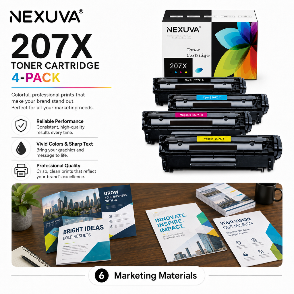 NEXUVA 207X High Yield Toner Cartridge 4-Pack Set Compatible with HP LaserJet Pro M255 / MFP M282 / M283