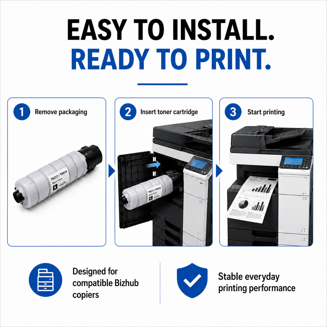 NEXUVA Konica Minolta Compatible TN217 TN414 Black Toner