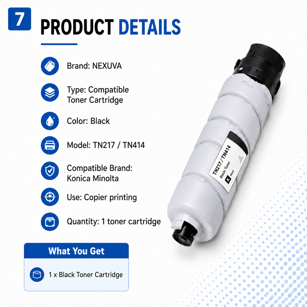 NEXUVA Konica Minolta Compatible TN217 TN414 Black Toner