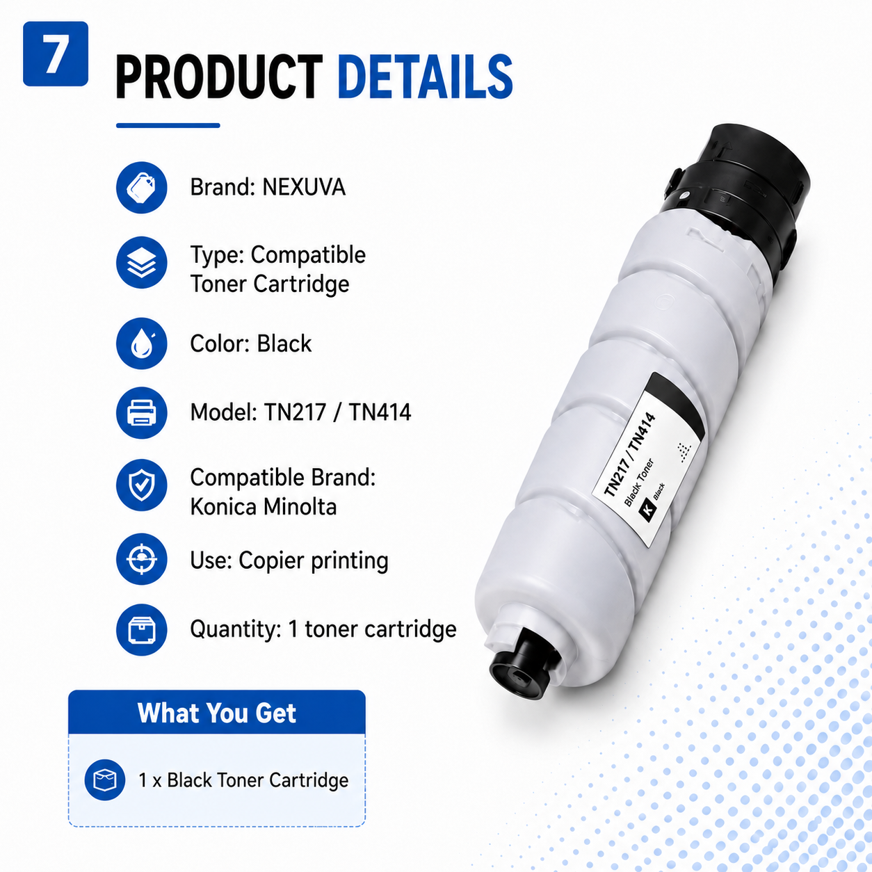 NEXUVA Konica Minolta Compatible TN217 TN414 Black Toner