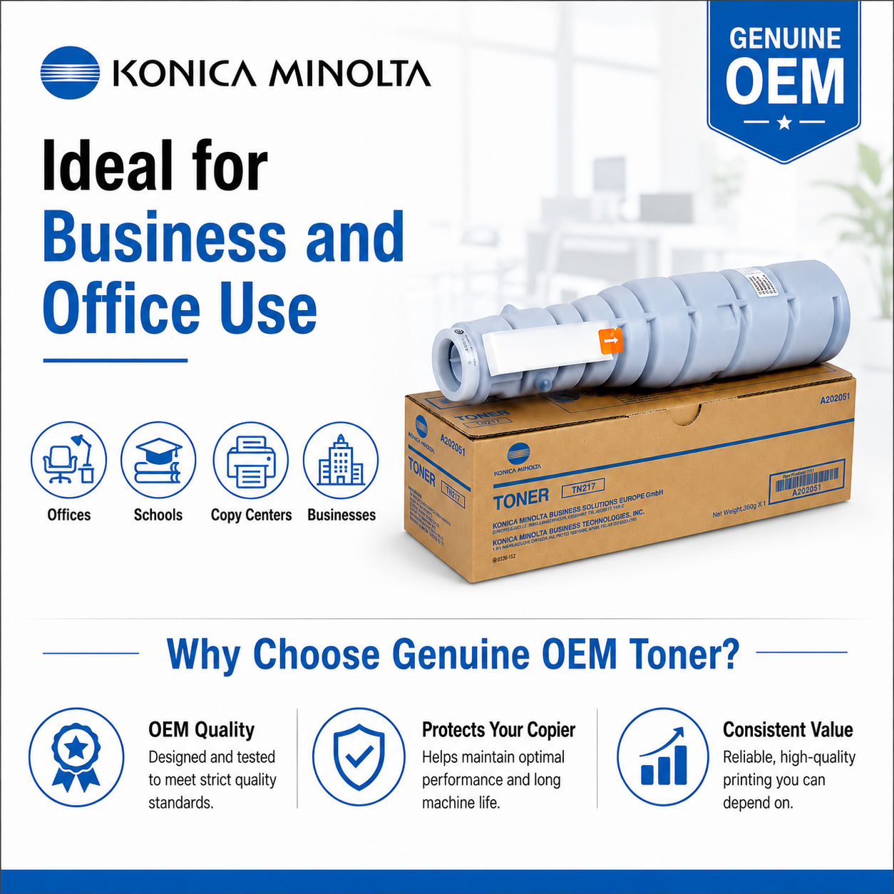 Konica Minolta TN217 Black Toner Cartridge Genuine OEM