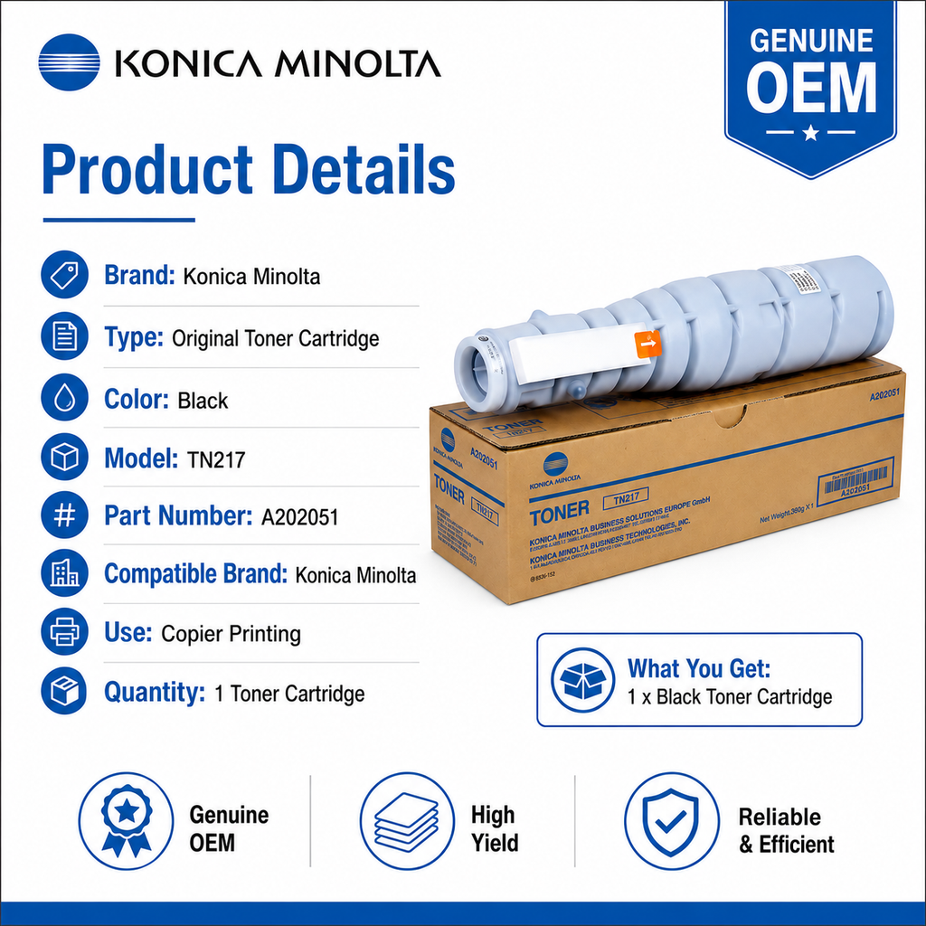 Konica Minolta TN217 Black Toner Cartridge Genuine OEM