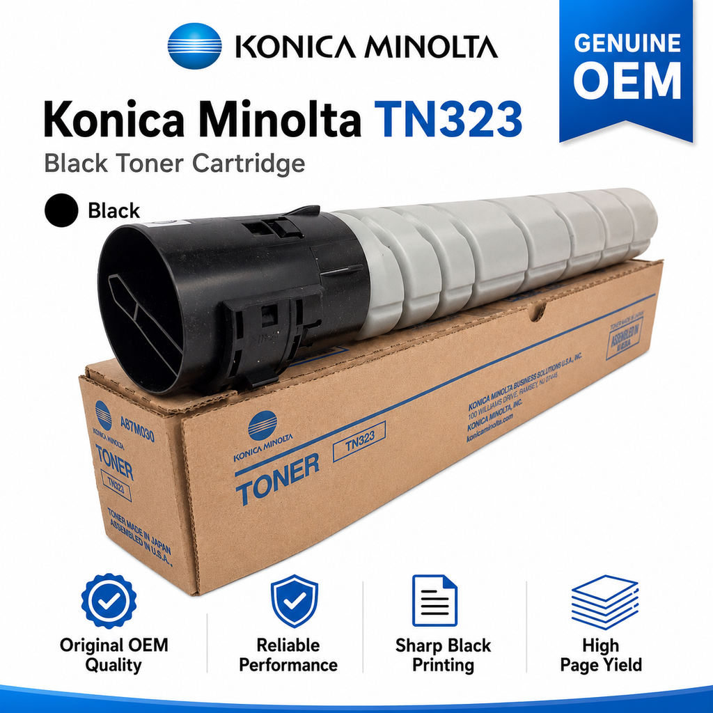 Konica Minolta TN323 Black Toner Cartridge Genuine OEM
