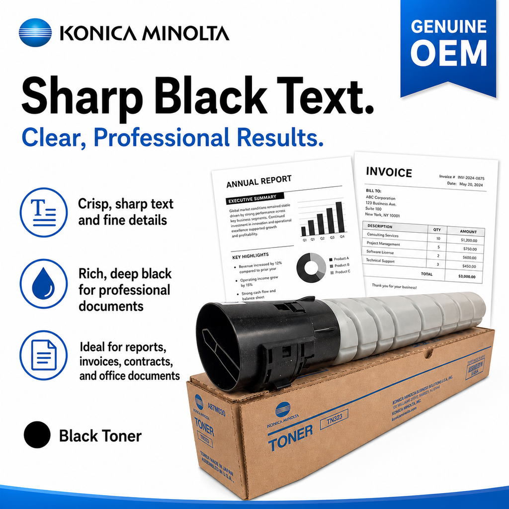 Konica Minolta TN323 Black Toner Cartridge Genuine OEM