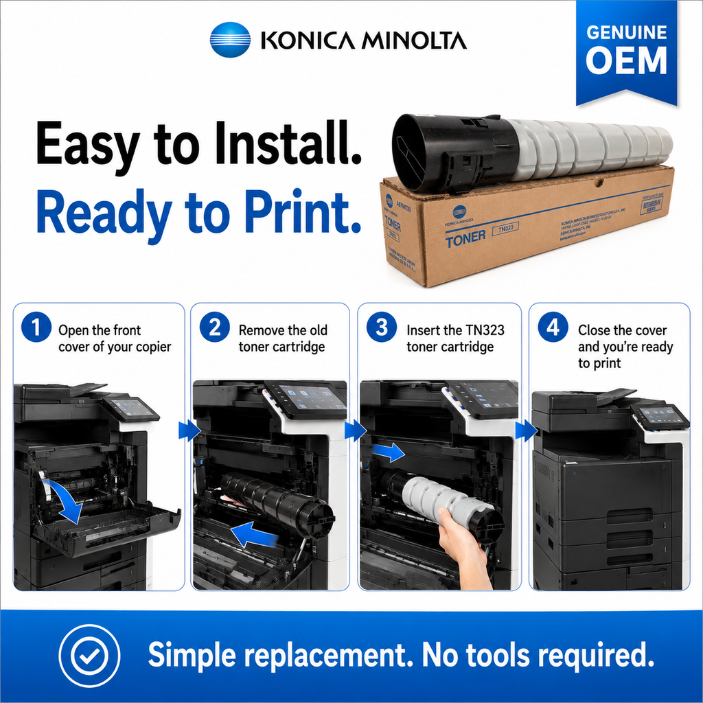Konica Minolta TN323 Black Toner Cartridge Genuine OEM