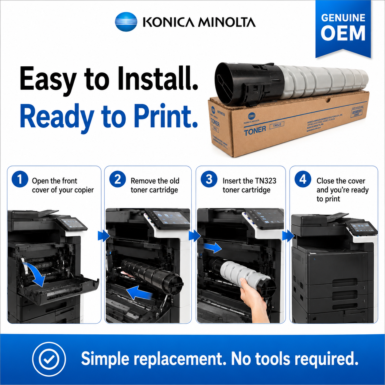 Konica Minolta TN323 Black Toner Cartridge Genuine OEM