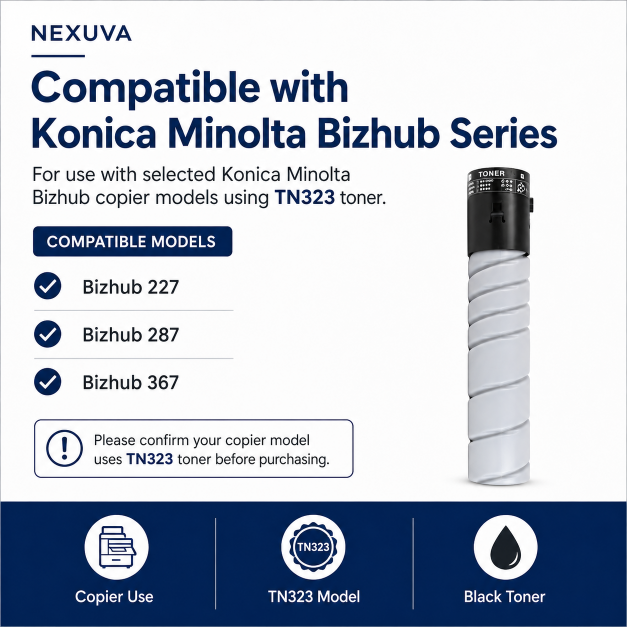 NEXUVA Tn323 compatible Toner Cartridge for Konica Minolta ...