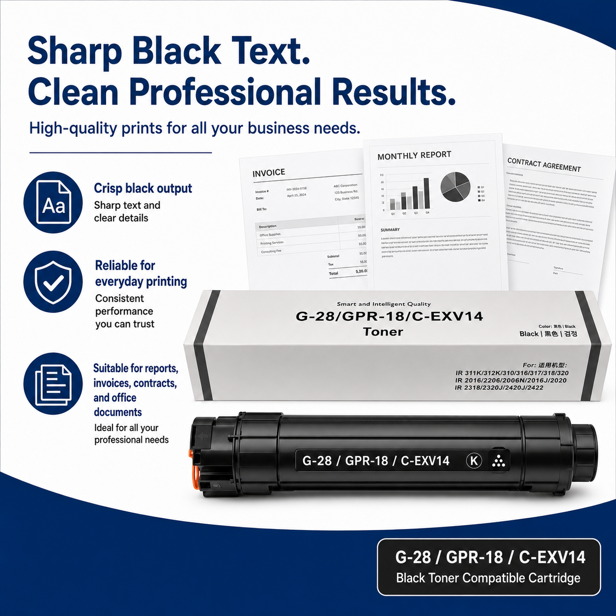 NEXUVA G-28 GPR-18 C-EXV14 Black Toner Cartridge Compatible for Canon