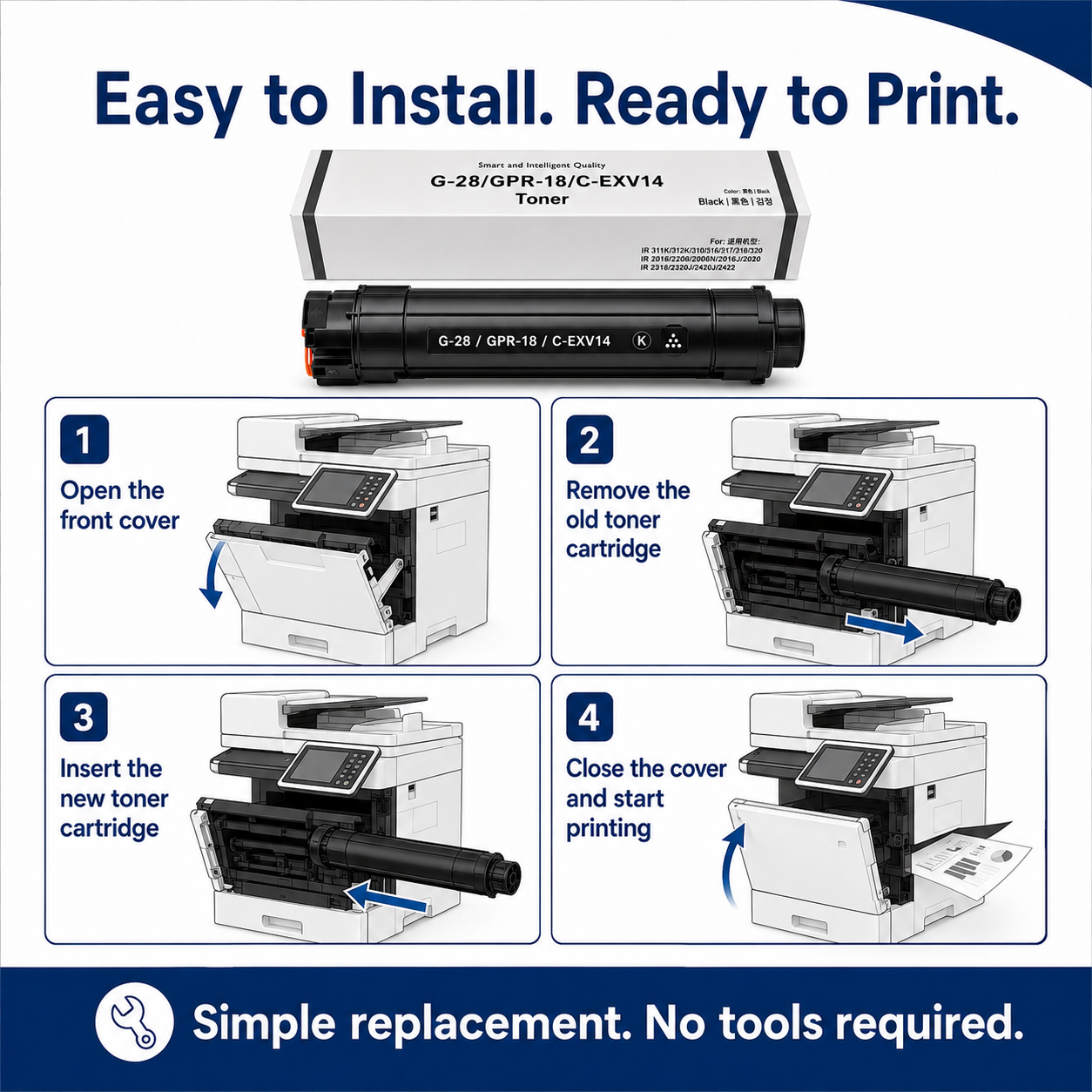 NEXUVA G-28 GPR-18 C-EXV14 Black Toner Cartridge Compatible for Canon