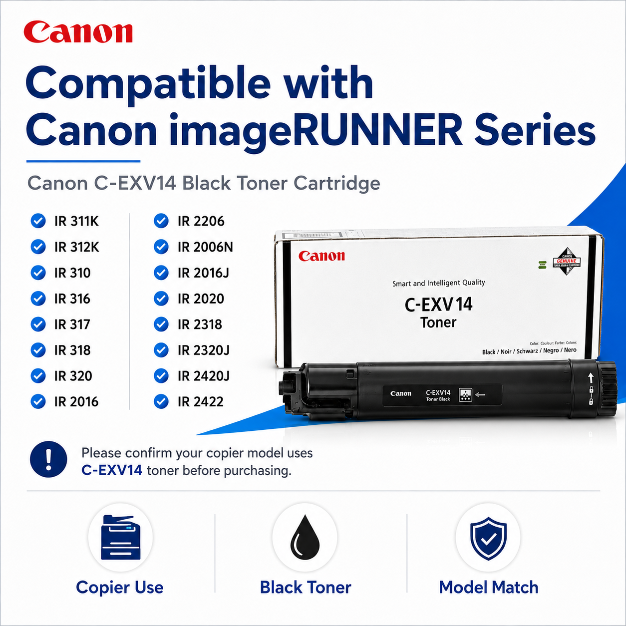 Canon C-EXV14 Black Toner Cartridge Genuine OEM