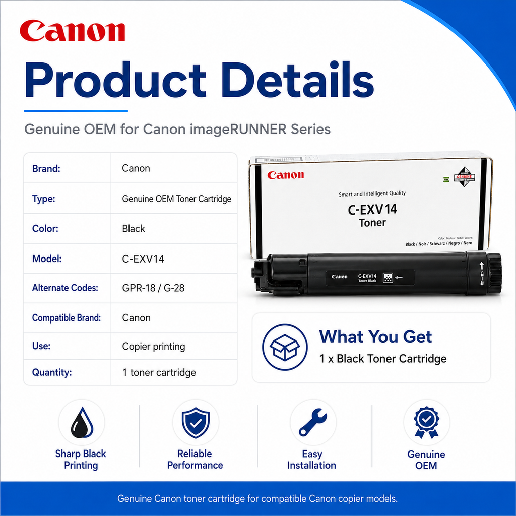 Canon C-EXV14 Black Toner Cartridge Genuine OEM