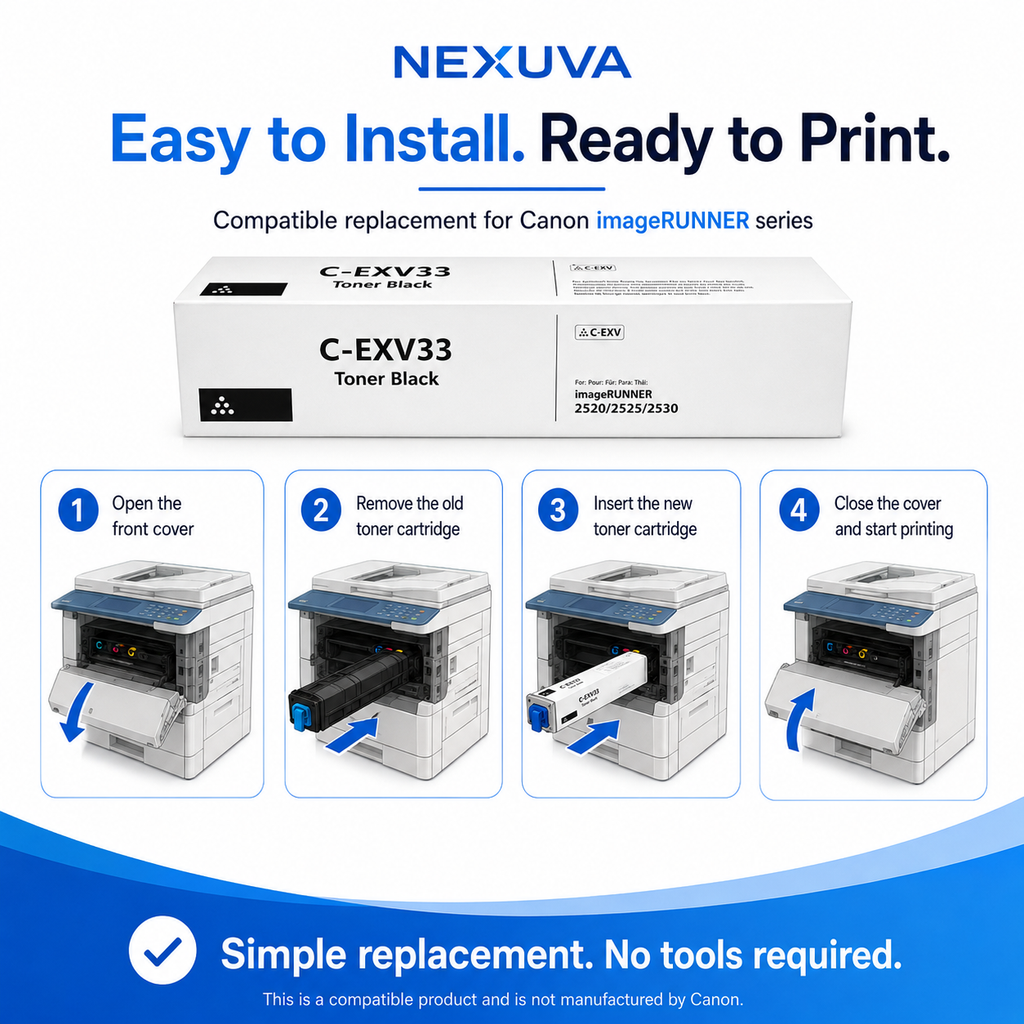 NEXUVA C-EXV33 Toner Cartridge Compatible with Canon IR 2520 / 2525 / 2530