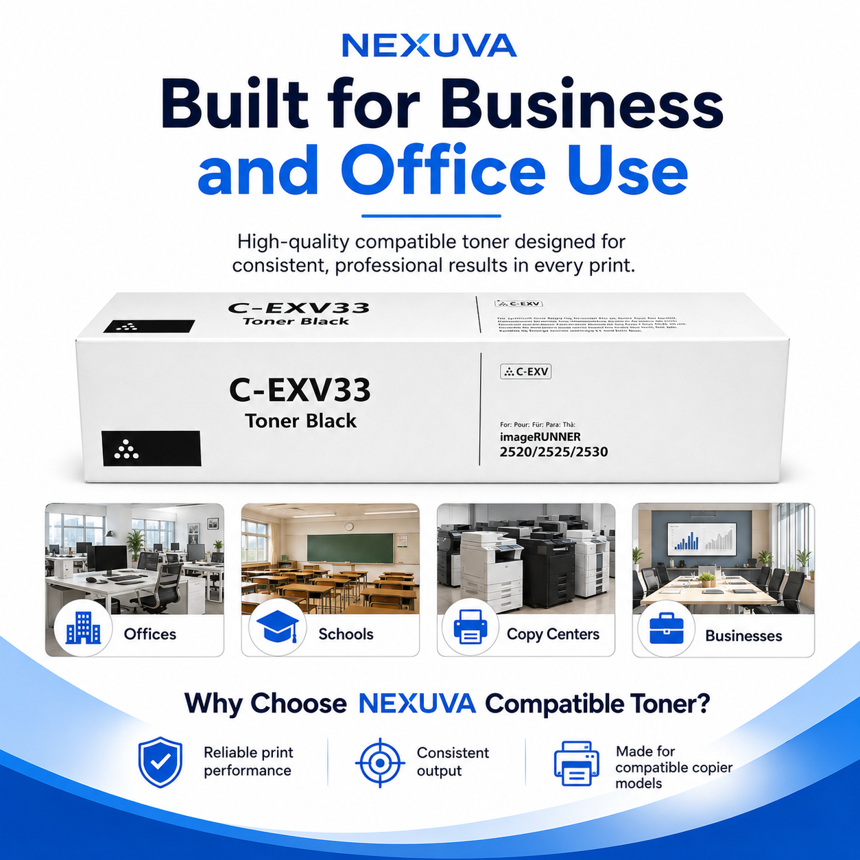 NEXUVA C-EXV33 Toner Cartridge Compatible with Canon IR 2520 / 2525 / 2530