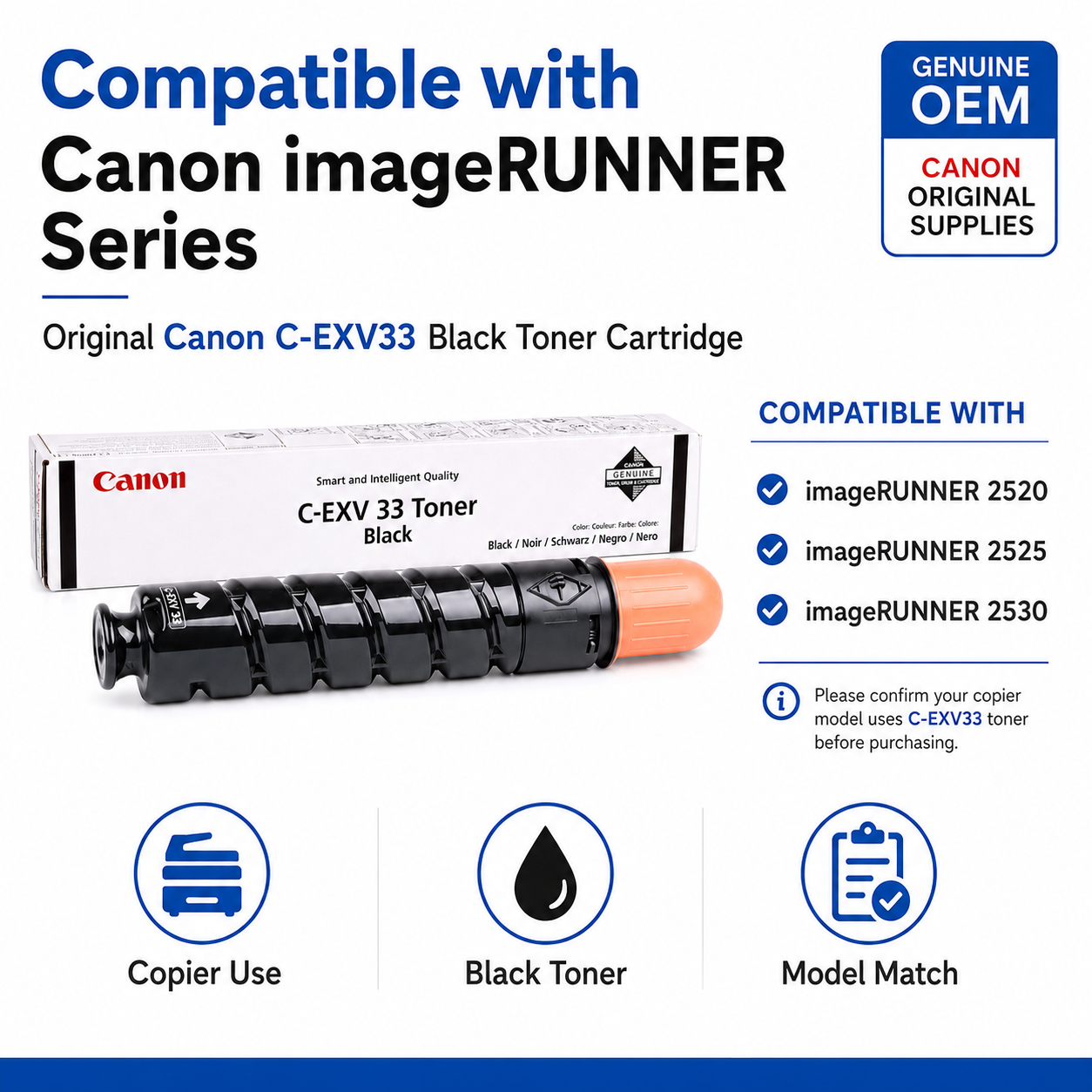 Canon C-EXV33 Black Toner Cartridge Genuine OEM