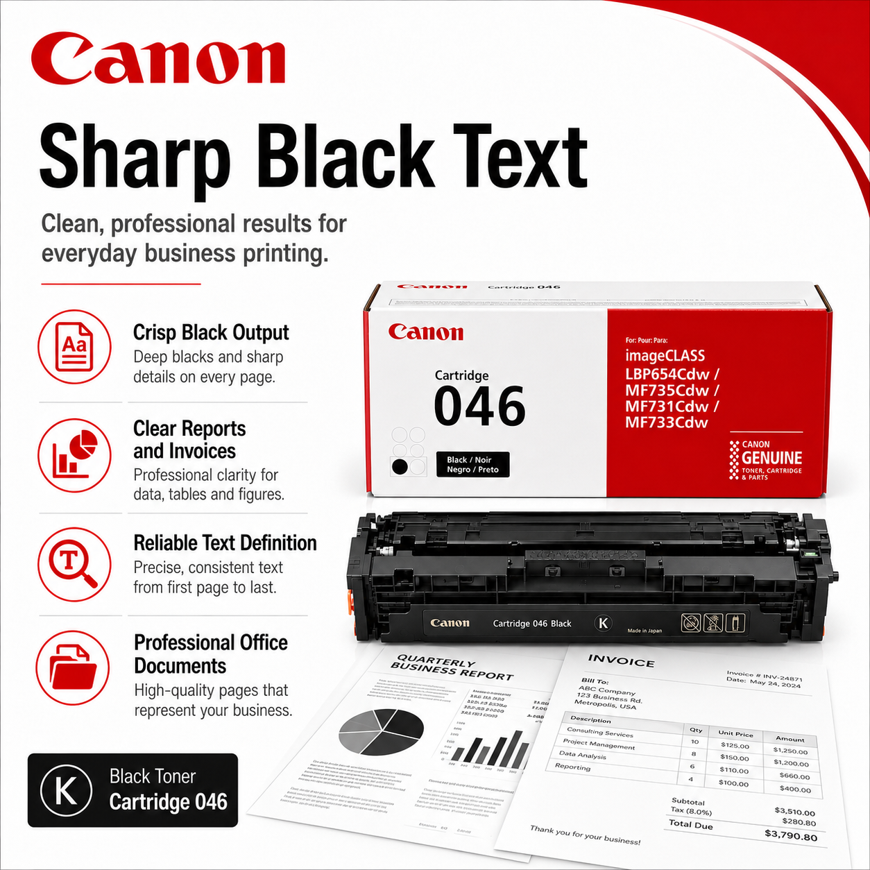 Canon 046 Black Toner Cartridge Genuine OEM