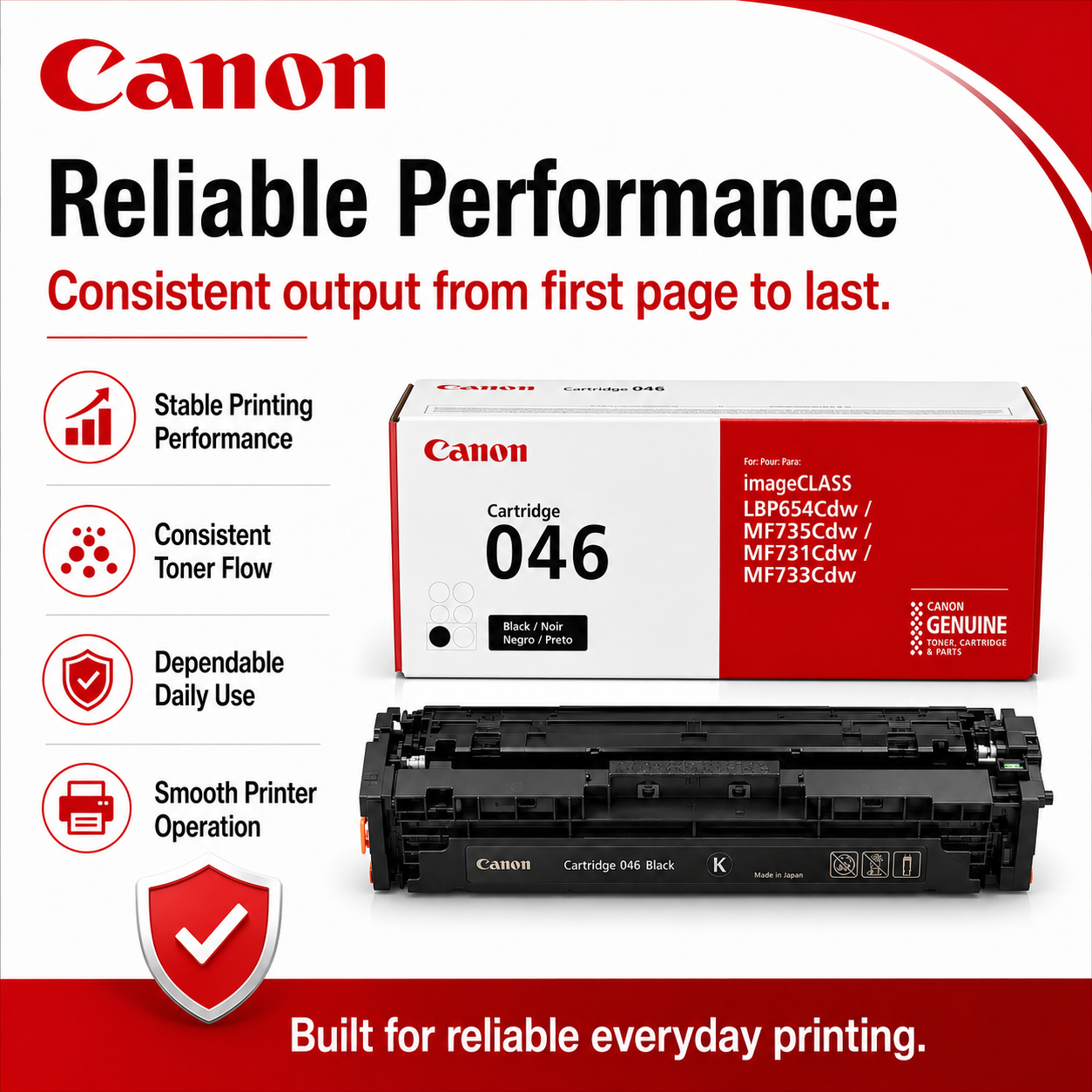 Canon 046 Black Toner Cartridge Genuine OEM