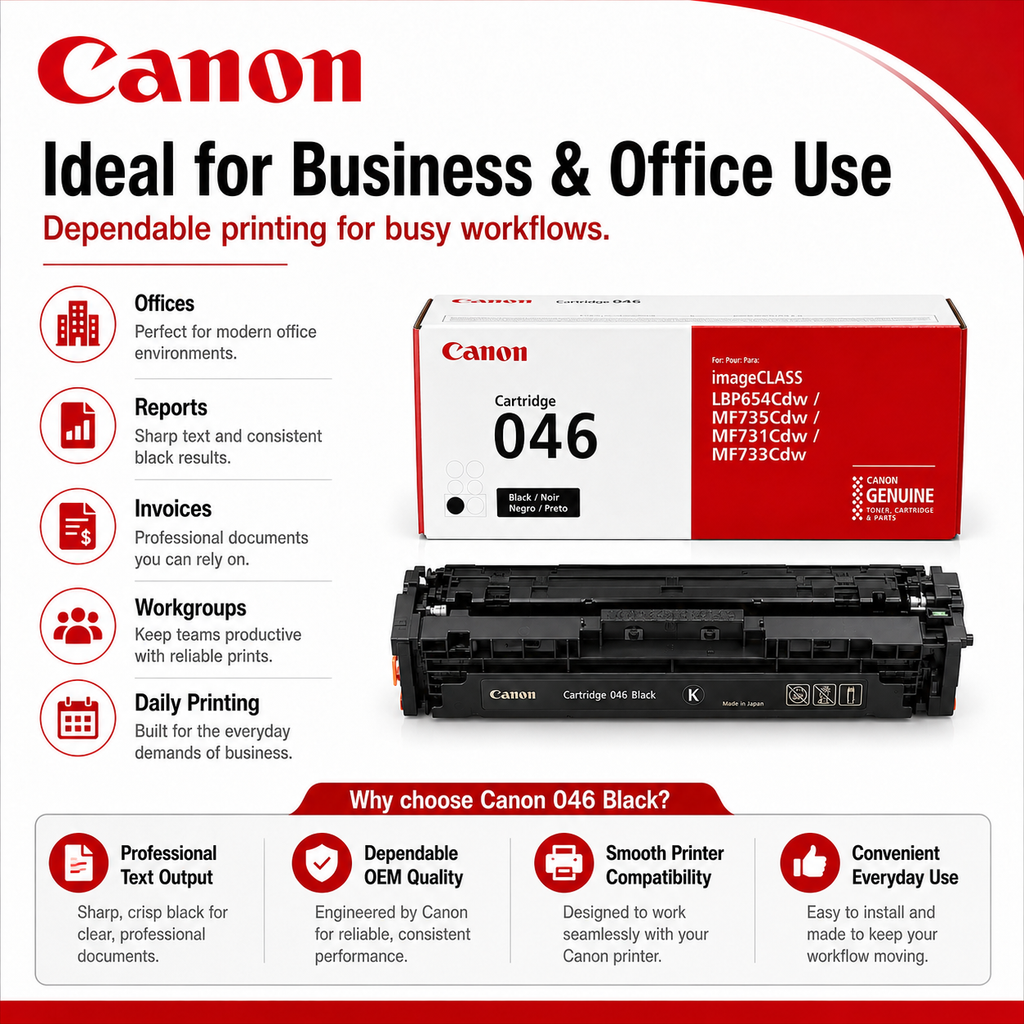 Canon 046 Black Toner Cartridge Genuine OEM