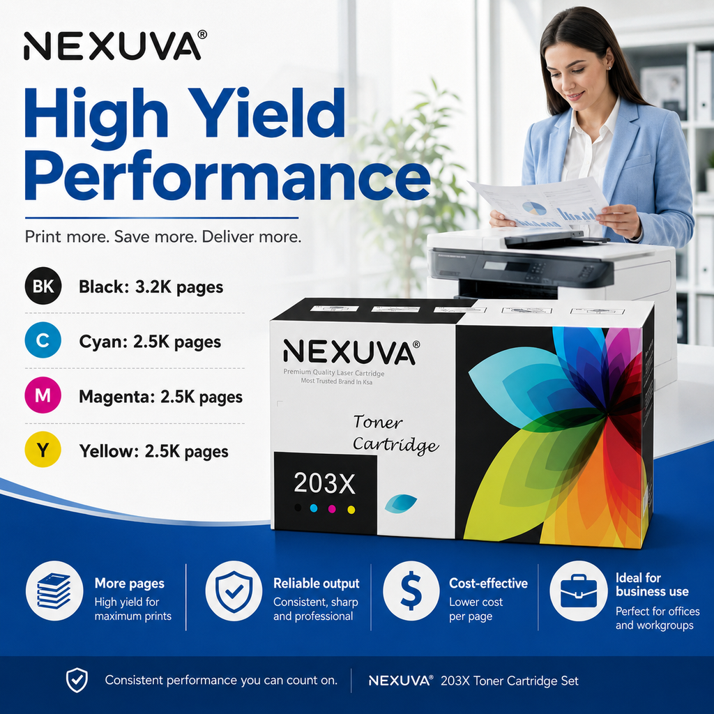 NEXUVA 203X Compatible Toner Cartridge 4-Pack Set - Black, Cyan, Magenta, Yellow