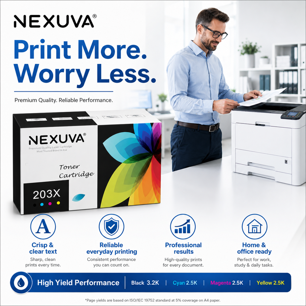 NEXUVA 203X Compatible Toner Cartridge 4-Pack Set - Black, Cyan, Magenta, Yellow